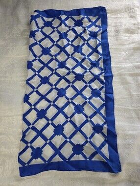 Royal Blue & White Geometric Lattice Square Scarf